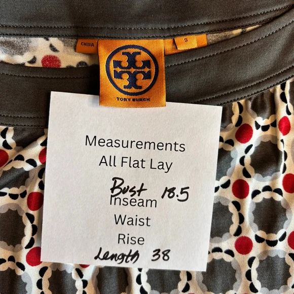 Tory Burch 100% Silk Geometric Print Dress Sz M Mod Shift Style Long Sleeve